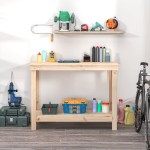 vidaXL Banc de lucru, 110x50x80 cm, lemn masiv pin vidaXL Banc de lucru, 110x50x80 cm, lemn masiv pin