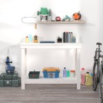 vidaXL Banc de lucru, alb, 110x50x80 cm, lemn masiv pin vidaXL Banc de lucru, alb, 110x50x80 cm, lemn masiv pin