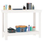 vidaXL Banc de lucru, alb, 110x50x80 cm, lemn masiv pin vidaXL Banc de lucru, alb, 110x50x80 cm, lemn masiv pin