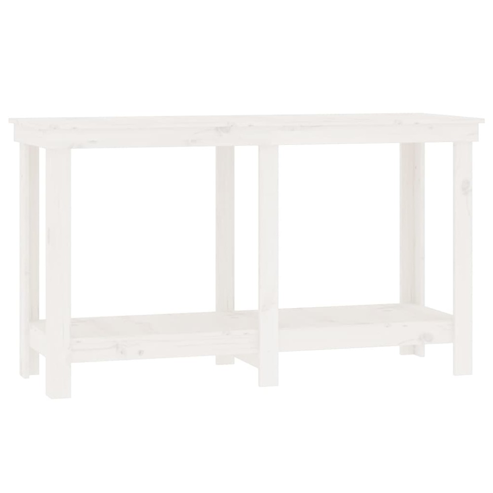 vidaXL Banc de lucru, alb, 140x50x80 cm, lemn masiv pin
