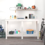 vidaXL Banc de lucru, alb, 140x50x80 cm, lemn masiv pin vidaXL Banc de lucru, alb, 140x50x80 cm, lemn masiv pin