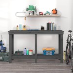 vidaXL Banc de lucru, gri, 140x50x80 cm, lemn masiv pin vidaXL Banc de lucru, gri, 140x50x80 cm, lemn masiv pin