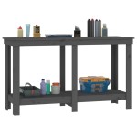 vidaXL Banc de lucru, gri, 140x50x80 cm, lemn masiv pin vidaXL Banc de lucru, gri, 140x50x80 cm, lemn masiv pin