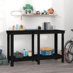 vidaXL Banc de lucru, negru, 140x50x80 cm, lemn masiv pin vidaXL Banc de lucru, negru, 140x50x80 cm, lemn masiv pin