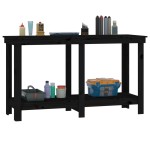vidaXL Banc de lucru, negru, 140x50x80 cm, lemn masiv pin vidaXL Banc de lucru, negru, 140x50x80 cm, lemn masiv pin