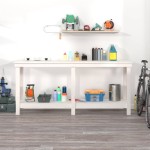 vidaXL Banc de lucru, alb, 180x50x80 cm, lemn masiv pin vidaXL Banc de lucru, alb, 180x50x80 cm, lemn masiv pin