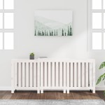 vidaXL Mască pentru calorifer, alb, 210x21x85 cm, lemn masiv de pin vidaXL Mască pentru calorifer, alb, 210x21x85 cm, lemn masiv de pin