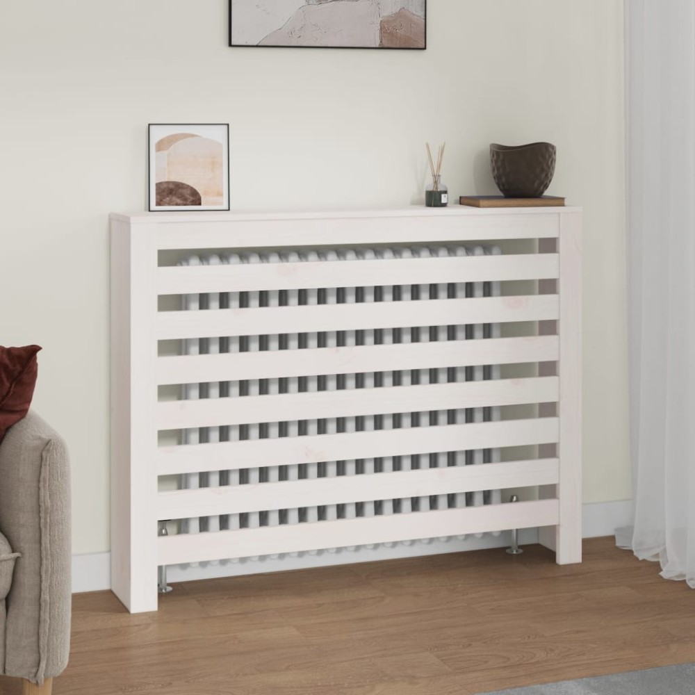 vidaXL Mască pentru calorifer, alb, 108,5x19x84 cm, lemn masiv de pin