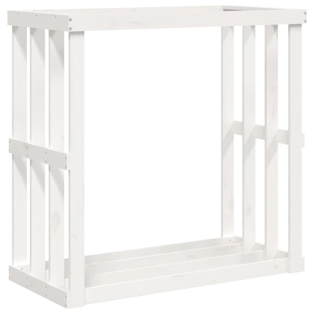 vidaXL Suport bușteni de exterior, alb, 108x52x106 cm, lemn masiv pin
