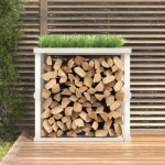 vidaXL Suport bușteni de exterior, alb, 108x52x106 cm, lemn masiv pin vidaXL Suport bușteni de exterior, alb, 108x52x106 cm, lemn masiv pin
