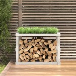 vidaXL Suport bușteni de exterior, alb, 108x52x74 cm, lemn masiv pin vidaXL Suport bușteni de exterior, alb, 108x52x74 cm, lemn masiv pin