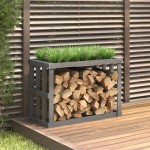 vidaXL Suport bușteni de exterior, gri, 108x52x74 cm, lemn masiv pin vidaXL Suport bușteni de exterior, gri, 108x52x74 cm, lemn masiv pin