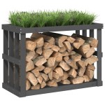 vidaXL Suport bușteni de exterior, gri, 108x52x74 cm, lemn masiv pin vidaXL Suport bușteni de exterior, gri, 108x52x74 cm, lemn masiv pin