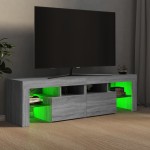 vidaXL Comodă TV cu lumini LED, gri sonoma, 140x36,5x40 cm