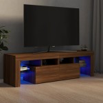 vidaXL Comodă TV cu lumini LED, stejar maro, 140x36,5x40 cm