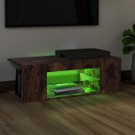 vidaXL Comodă TV cu lumini LED, stejar fumuriu, 90x39x30 cm