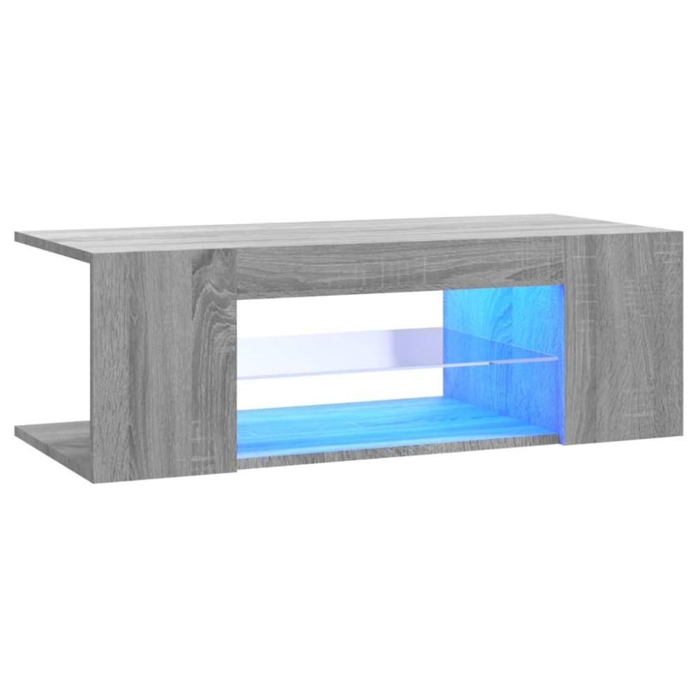 vidaXL Comodă TV cu lumini LED, gri sonoma, 90x39x30 cm