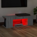 vidaXL Comodă TV cu lumini LED, gri sonoma, 90x39x30 cm vidaXL Comodă TV cu lumini LED, gri sonoma, 90x39x30 cm