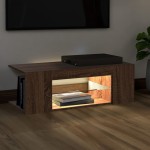 vidaXL Comodă TV cu lumini LED, stejar maro, 90x39x30 cm