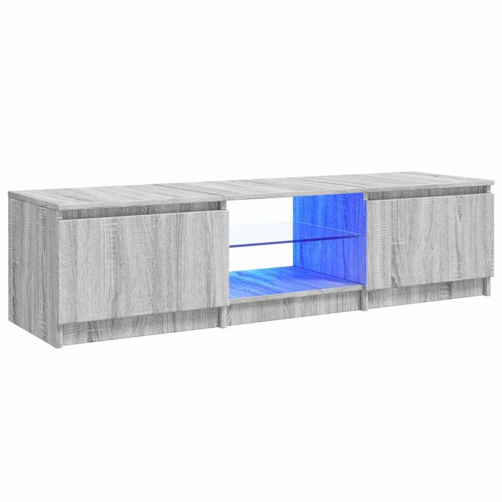 vidaXL Comodă TV cu lumini LED, gri sonoma, 140x40x36 cm