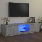 vidaXL Comodă TV cu lumini LED, gri sonoma, 140x40x36 cm