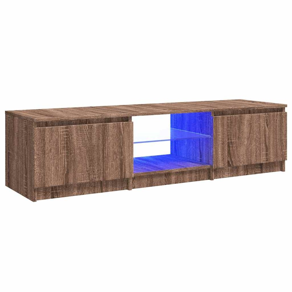 vidaXL Comodă TV cu lumini LED, stejar maro, 140x40x36 cm