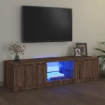 vidaXL Comodă TV cu lumini LED, stejar maro, 140x40x36 cm