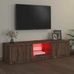 vidaXL Comodă TV cu lumini LED, stejar maro, 140x40x36 cm