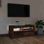 vidaXL Comodă TV cu lumini LED, stejar fumuriu, 90x35x40 cm