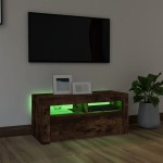vidaXL Comodă TV cu lumini LED, stejar fumuriu, 90x35x40 cm