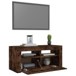 vidaXL Comodă TV cu lumini LED, stejar fumuriu, 90x35x40 cm