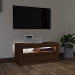 vidaXL Comodă TV cu lumini LED, stejar maro, 90x35x40 cm