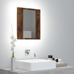 vidaXL Dulap cu oglindă de baie LED, stejar fumuriu, 40x12x45 cm, lemn vidaXL Dulap cu oglindă de baie LED, stejar fumuriu, 40x12x45 cm, lemn