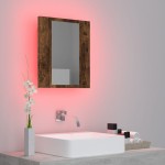 vidaXL Dulap cu oglindă de baie LED, stejar fumuriu, 40x12x45 cm, lemn vidaXL Dulap cu oglindă de baie LED, stejar fumuriu, 40x12x45 cm, lemn