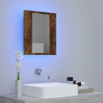vidaXL Dulap cu oglindă de baie LED, stejar fumuriu, 40x12x45 cm, lemn vidaXL Dulap cu oglindă de baie LED, stejar fumuriu, 40x12x45 cm, lemn