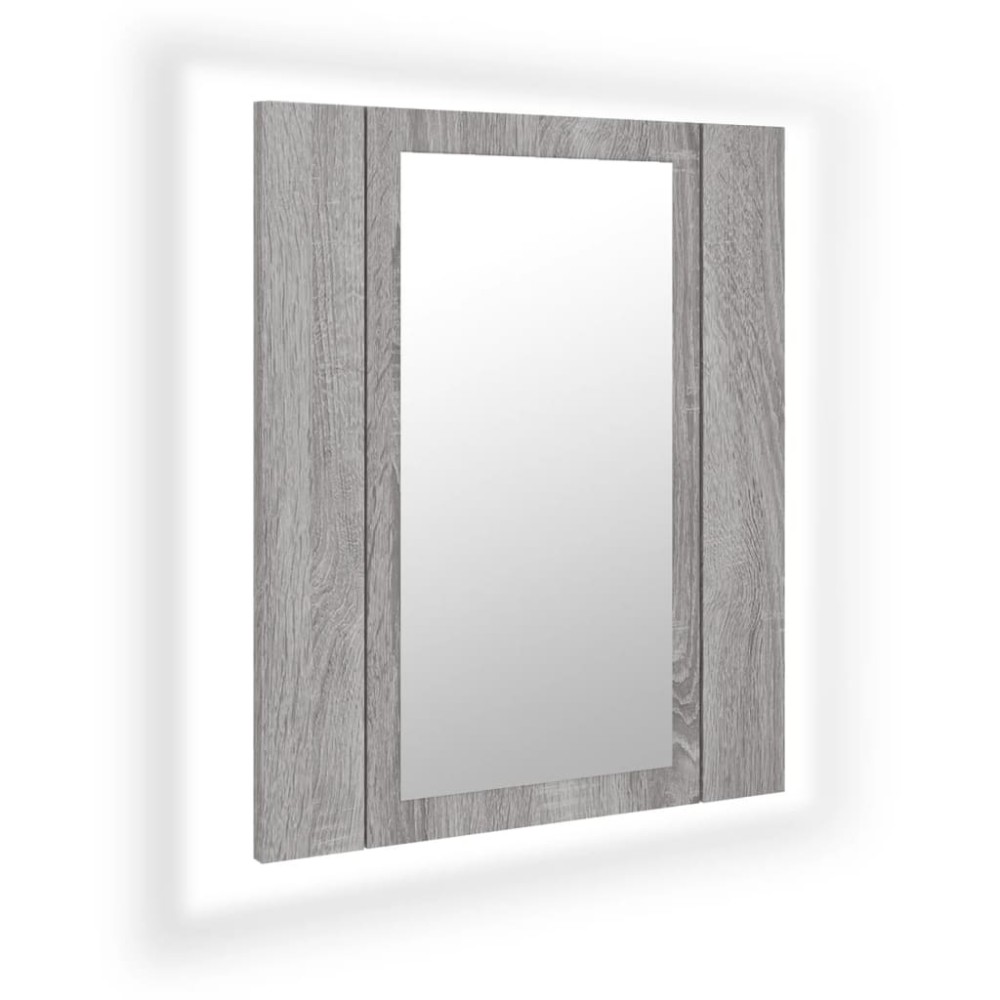 vidaXL Dulap cu oglindă cu LED de baie, gri sonoma, 40x12x45 cm, lemn