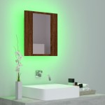 vidaXL Dulap cu oglindă de baie LED, stejar maro, 40x12x45 cm, lemn vidaXL Dulap cu oglindă de baie LED, stejar maro, 40x12x45 cm, lemn