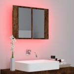 vidaXL Dulap cu oglindă & LED stejar fumuriu 60x12x45 cm lemn compozit vidaXL Dulap cu oglindă & LED stejar fumuriu 60x12x45 cm lemn compozit