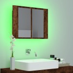 vidaXL Dulap cu oglindă & LED stejar fumuriu 60x12x45 cm lemn compozit vidaXL Dulap cu oglindă & LED stejar fumuriu 60x12x45 cm lemn compozit