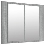 vidaXL Dulap cu oglindă & LED gri sonoma 60x12x45 cm lemn compozit vidaXL Dulap cu oglindă & LED gri sonoma 60x12x45 cm lemn compozit
