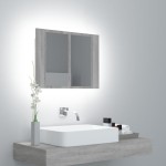 vidaXL Dulap cu oglindă & LED gri sonoma 60x12x45 cm lemn compozit vidaXL Dulap cu oglindă & LED gri sonoma 60x12x45 cm lemn compozit