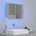 vidaXL Dulap cu oglindă & LED gri sonoma 60x12x45 cm lemn compozit vidaXL Dulap cu oglindă & LED gri sonoma 60x12x45 cm lemn compozit