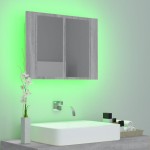 vidaXL Dulap cu oglindă & LED gri sonoma 60x12x45 cm lemn compozit vidaXL Dulap cu oglindă & LED gri sonoma 60x12x45 cm lemn compozit