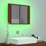 vidaXL Dulap cu oglindă & LED stejar maro 60x12x45 cm lemn compozit vidaXL Dulap cu oglindă & LED stejar maro 60x12x45 cm lemn compozit