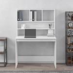 vidaXL Birou cu rafturi, alb, 102x45x148 cm, lemn compozit vidaXL Birou cu rafturi, alb, 102x45x148 cm, lemn compozit