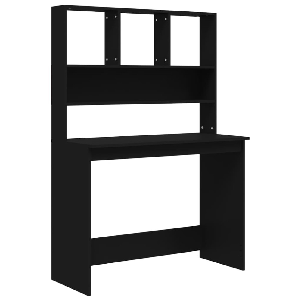 vidaXL Birou cu rafturi, negru, 102x45x148 cm, lemn compozit