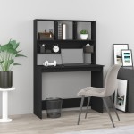 vidaXL Birou cu rafturi, negru, 102x45x148 cm, lemn compozit vidaXL Birou cu rafturi, negru, 102x45x148 cm, lemn compozit