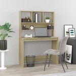vidaXL Birou cu rafturi, stejar sonoma, 102x45x148 cm, lemn compozit vidaXL Birou cu rafturi, stejar sonoma, 102x45x148 cm, lemn compozit