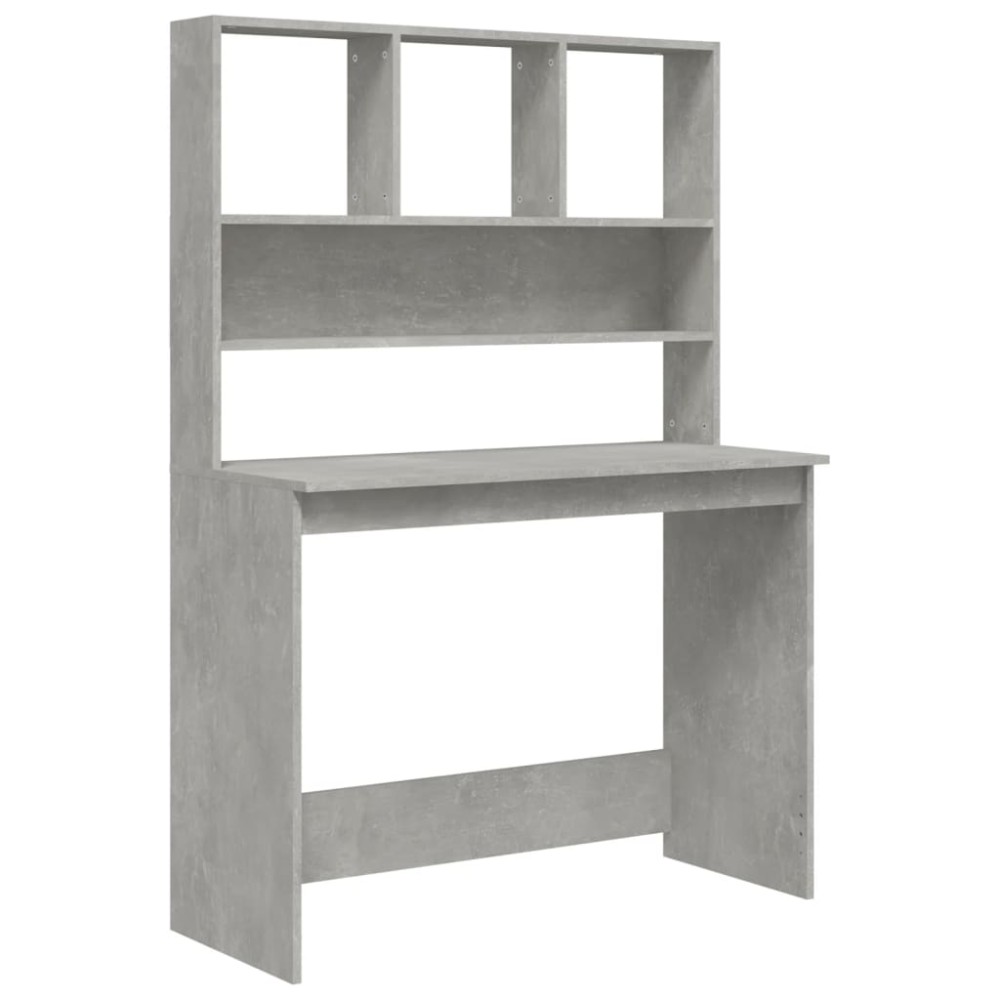 vidaXL Birou cu rafturi, gri beton, 102x45x148 cm, lemn compozit
