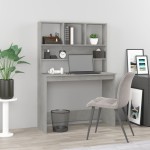 vidaXL Birou cu rafturi, gri beton, 102x45x148 cm, lemn compozit vidaXL Birou cu rafturi, gri beton, 102x45x148 cm, lemn compozit